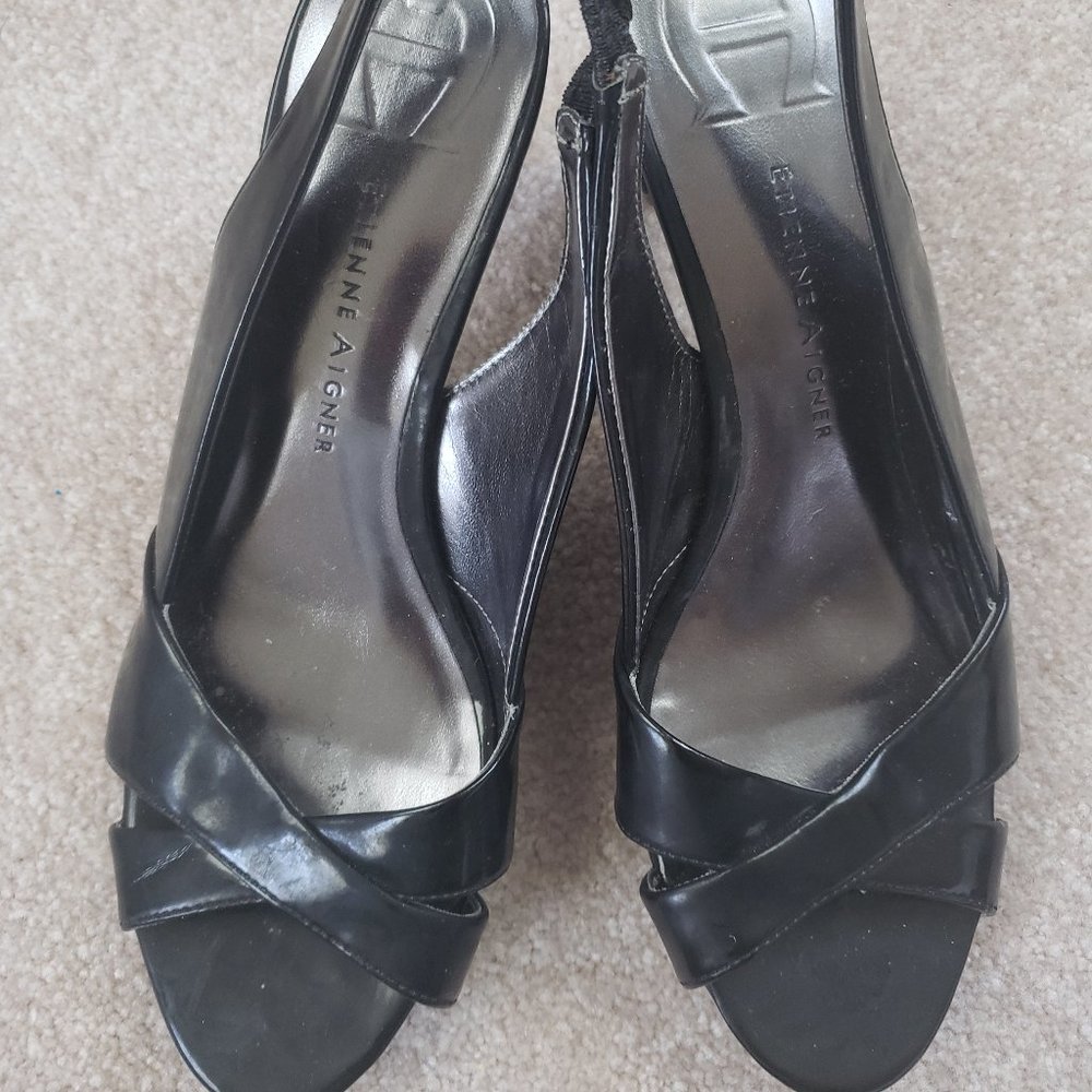 Etienne Angier Size 7.5 Black Patent Heels